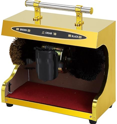 Máquina limpiabotas automática, Máquina pulidora de zapatos automática por inducción, limpiadora de zapatos eléctrica de acero inoxidable con cepillo de combinación doble, pulido rápido de 1400 RPM(Go