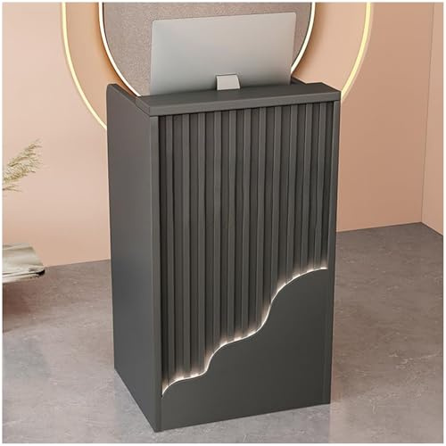 Mostrador Frontal pequeño, Mesa de recepción Moderna con Luces LED, mostrador de Caja con cajón con Cerradura, mostrador minorista para Tienda, salón, vestíbulo, Oficina