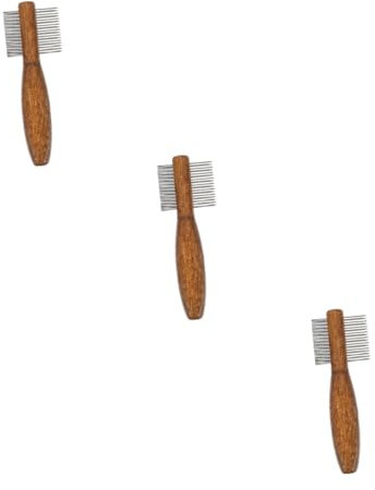 BESPORTBLE 3pcs Dog Cat Grooming Comb Double-sided Slicker Brush Hair Removal Tool Pet Massage Comb Handle for Long Hair