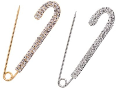ARFUKA 2 Stück Sicherheitsnadeln Groß Sicherheitsnadeln Set 75mm Safety Pins Strass Brosche Pullover Clip Schal Clip Strickjacke Kleid Kleidungsstück Dekoration Zubehör