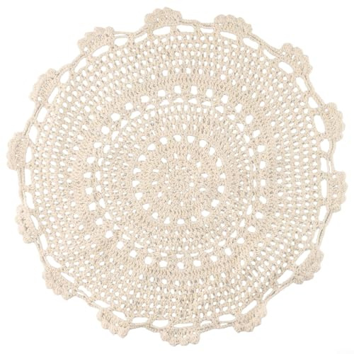 Mantel, mantel de mesa, tapete de tela de ganchillo, manteles individuales de encaje de algodón hecho a mano, mantel individual de algodón de encaje de ganchillo (30 cm)