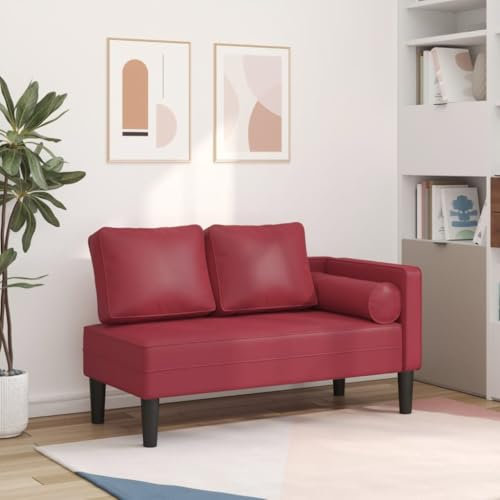 Willood Chaiselongue mit Kissen Weinrot Kunstleder Relaxliege Liegesessel Sessel Lounge Relaxsessel Liegestuhl Loungesessel Sesselliege Komfortliege