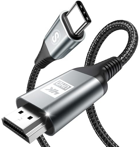 sweguard Cavo USB C a HDMI 1.5M (4K@60Hz),Cavo USB Tipo C a HDMI 4K UHD Thunderbolt 3/4 compatibile con i Phone 16 15 Pro Max, MacBookPro/Air, iMac, iPad, Galaxy S24 S23 a S8, Surface, Dell, HP