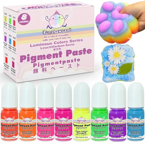 Kit de fabrication de moules Taba Squishy Maker en pâte pigmentée liquide en silicone 8 couleurs couleurs néon