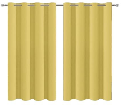 NINGBAI Vorhang Blickdicht Gardinen Thermovorhang 50 x 220 cm Isolierend Kälteschutz Sonnenschutz Modern Schlaufenschal/Ösenschal Vorhang für Wohnzimmer, Gelb
