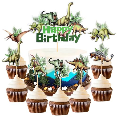 Decorazione per torta di dinosauro, decorazione per cupcake a tema dinosauro, decorazione per torta di compleanno, per bambini, compleanno, baby shower