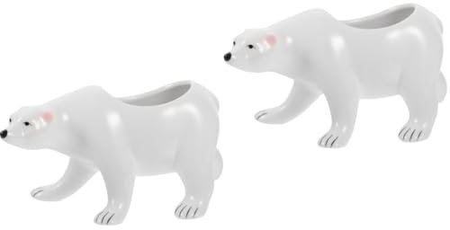 ABOOFAN 2 Pièces Pot de Fleur Ours Polaire planteur Animal Carafe crémier Unique urne Pot de Fleur Mignon bouda Decoration Interieure Pot de Plante grasse Pot à bonsaï en céramique Blanche