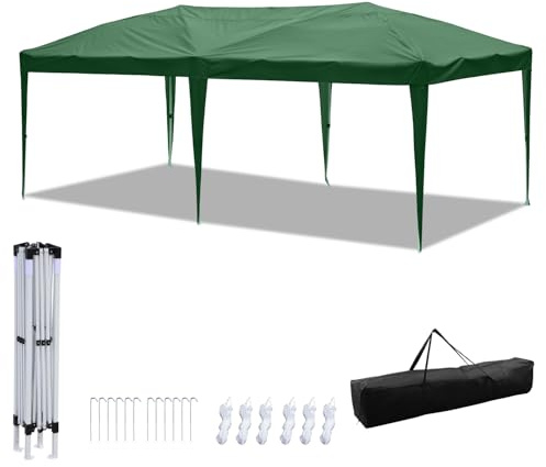 Hebitod Pavillon 3X6 Wasserdicht Stabil Winterfest,Pop Up Gazebo Pavillo，Faltpavillon mit Tasche，partyzelt UV-beständig，Pavillion pergola für Camping Festival Party, grün