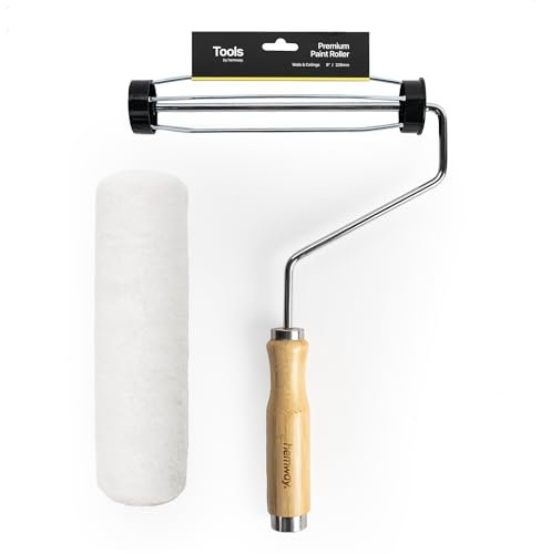 Hemway Premium 9” Bamboo Paint Roller Frame & 1 x Reusable Recyclable Paint Roller Sleeve Mid-Pile for Painting Decorating | DIY Trade | Walls Ceiling Indoor Outdoor