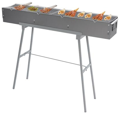 Barbacoa portátil barbacoa portátil barbacoa al aire libre barbacoa plegable de carbón vegetal, barbacoa de camping carbón vegetal para terraza, barbacoas, picnics, viajes, 5-10 personas, 100 x 18 x