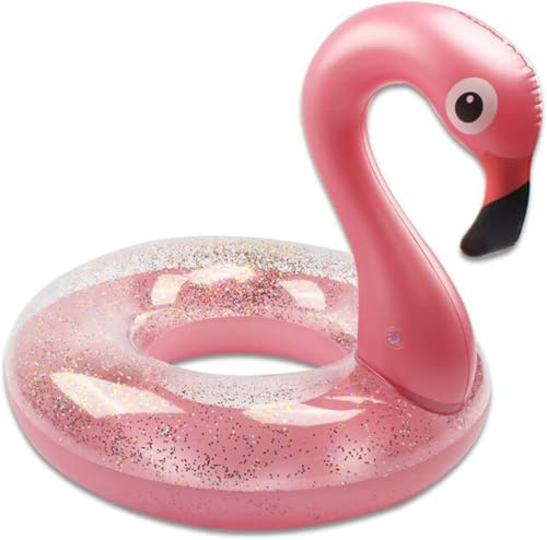 Aufblasbarer Schwimmring mit Flamingo-Glitzer, für Erwachsene und Kinder, Poolboje für Poolpartys
