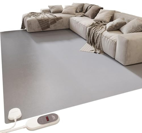 SEVOLY Calentador de Suelo Radiante infrarrojo, Alfombra eléctrica con termostato Ajustable de 60 Niveles, Temporizador de 12 Horas, Alfombra eléctrica Impermeable, Ideal para Yoga.,80x120cm