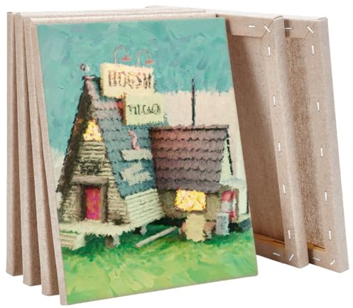 INTERWARM 6 Packung Klar Grundiertes Leinen Canvas 25x20x1.5cm Professionelle Mit Öl Grundierte Leinenplatten Langlebige Leinwand Malplatten Mit Mittlerer Textur Für Öl Acryl Pastelle Und Alkydfarben