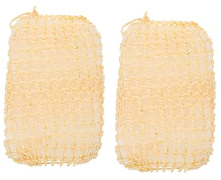Genérico 2 Almohadillas Exfoliantes de Sisal Cuerpo 15X9.5 CM Esponjas Naturales Seguras y Fáciles de Colgar para Baño en Casa Cuerda Elástica