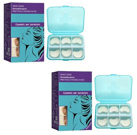 12PCS Cosmetic Ear Corrector Tape for Sticky Out Ears,Clear Ear Support Patches,E-ar Correctors Sticks & E-ar Corr-ector Clip,Aesthetic Corre-ctors for Prominent Ears,Ea-r Stickers to Stick E-ars Back