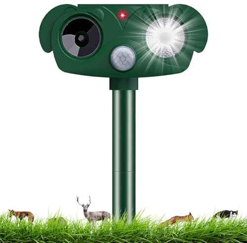 Katzenschreck Ultraschall, Solar Tiervertreiber Katzenvertreiber 2 Modi, Ultraschall Tierabwehr Hundeschreck Wasserdicht mit Bewegungssensor und Blinklicht für Garten Katzen, Hunde, Wildtiere