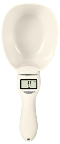 ELAYARD Cucchiaio Dosatore Elettronico da 800 G Bilancia Digitale Lcd, Utensile Multifunzione per Pesare Alimenti e Cibo per Animali, Strumento di Misura Cucina Domestica Beige
