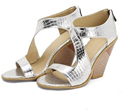 Sandales pour Femmes calices Chaussures pour Femmes Hautes Talons Ouverts à la Cheville Plate-Forme Dames Sandales Pompes grossilver, 47