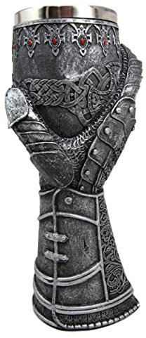 Ebros Medieval Knight Of Chivalry Royal Gauntlet Wine Goblet 9.5H 8oz Drink Beverage Chalice Cup With Medieval Renaissance Kings And Knights Decor Theme