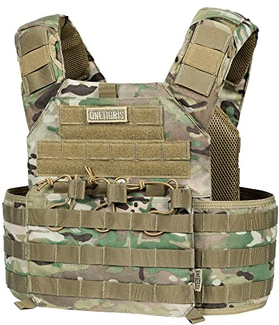 OneTigris PLPC Plate Carrier - Airsoft Molle Tactical Vest Advanced Version 500D Nylon Military Combat for Paintball Airsoft Wargame CS Outdoor(Camo)