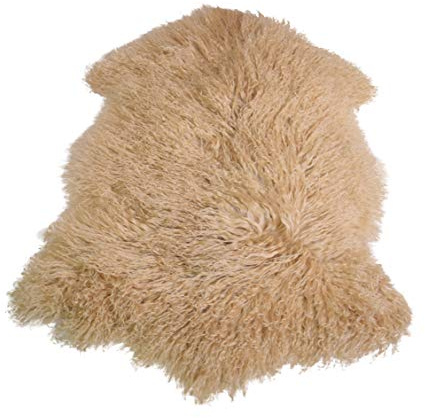 Naturasan Pelliccia di agnello tibetano in pelle di pecora di alta qualità, morbida come la seta e morbida, tappeto (beige)