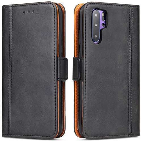 Etui Coque Huawei P30 Pro, Protection Housse en Cuir Portefeuille Etui avec [Fentes de Cartes] [Fonction Support] [Fermeture Magnétique] pour Huawei P30 Pro (Noir)