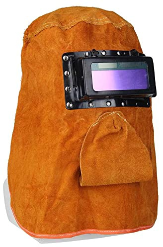 DAZZLEEX Schweißermaske Schweißhelm Anti-UV Anti-Glare Gelb Leder Verschleißfeste Atmungsaktive Schutzmaske mit Linsen-Dimm-Linse