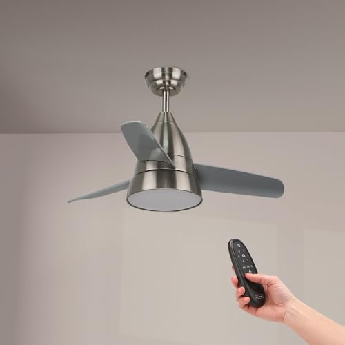 M mimotec - Ventilador de Techo con con luz Led Silence 54W Negro, mando a distancia, motor DC 30W+Luz Led 24W, 6 velocidades, Silencioso,3 Aspas, 91 cm, función verano-invierno, temporizador. LM8807
