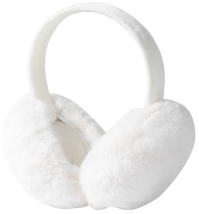 ZEACCT 1 styck vinter justerbara varma öronvärmare, mysiga fluffiga öronvärmare, köldskydd för öronen, utomhus öronvärmeskydd, vikbara öronvärmare för kvinnor, mjuka vindtäta öronvärmare, Vit, 1