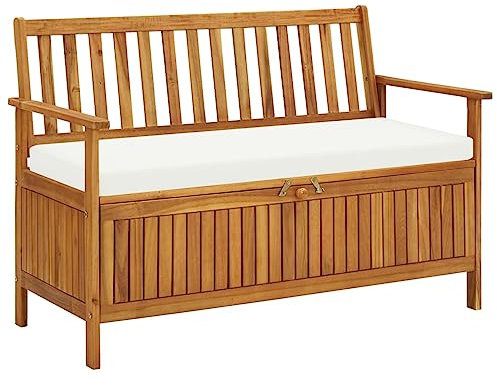 ShGaxin Garten Aufbewahrungsbank, Sitzbank Mit Stauraum, Wohnung Einrichtung, Betttruhe Schlafzimmer, Dekoration Schlafzimmer, Akazienholz Massiv 120 x 63 x 84 cm