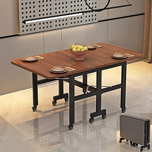 Tavolo da pranzo pieghevole in legno a forma di foglia per cucina, soggiorno, ristorante, 120 x 60 x 75 cm, multifunzione, allungabile e salvaspazio, postazione di lavoro per studio, scrivania per PC,