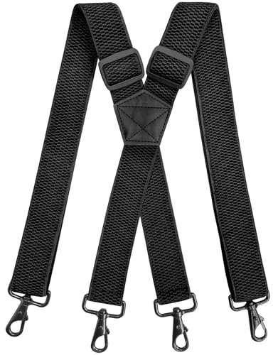 Xpieoyrm Bretelle da Uomo Larghe, a Forma di X con 4 Clip Robuste, Registrabili Bretelle Uomo Donna Larghe 3.8 cm, Elastica e Eleganti, per Costume Tuxedo Abito Jeans Lavoro (Nero)