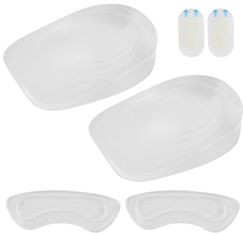 1 paio di cuscinetti per tallone, in gel di silicone, per tendine d'Achille, 2 cm, solette per scarpe, cuscini trasparenti per tallone, con 2 paia di protezioni per il tallone per scarpe, scarpe da