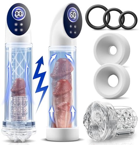 Penispumpe für Penisvergrößerung mit 6 Saugstufen, LCD-Display elektrische Penis Pumpe Vakuumpumpe Sex Spielzeug für Männer zum masturbieren für Männer mit Taschenmuschi Masturbator Penisring