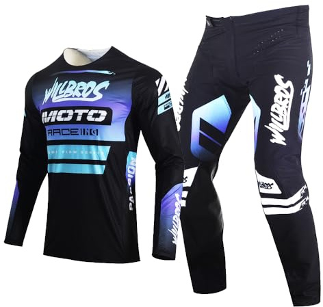 Willbros Motocross MX Pantalones Camiseta Combinación Pantalón Jersey Moto Motocicleta de Enduro BMX MTB Unisex Adulto