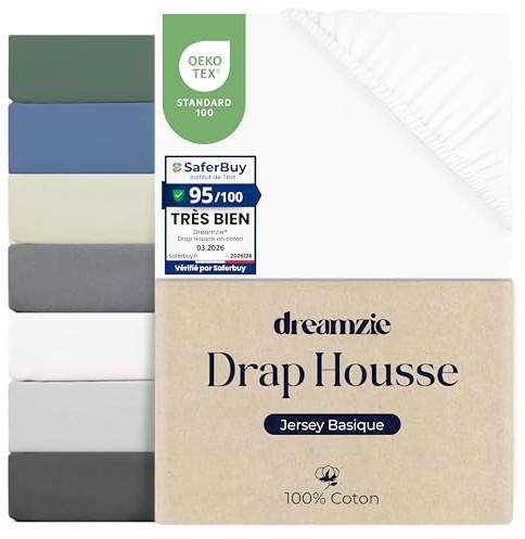 Dreamzie Spannbettlaken 140x200cm, 100% Baumwolle Jersey dehnbar, Spannbetttuch Bettlaken, Steghöhe 25 cm für Matratzen bis 22 cm, Oeko-Tex Zertifiziert, Hypoallergen, Weiß