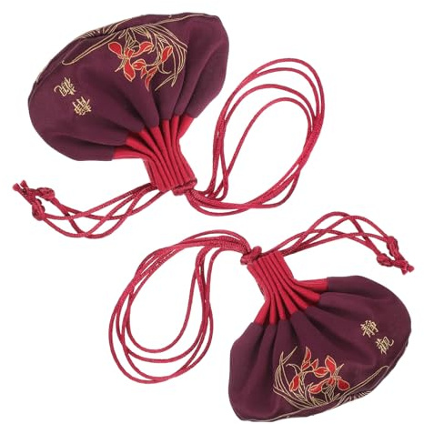 IWOWHERO Sachets Parfumés Rouges de Style Chinois en Tissu Tissé Lot de 2 Légers et Nobles pour Ranger Petits Objets ou Décorer L’intérieur