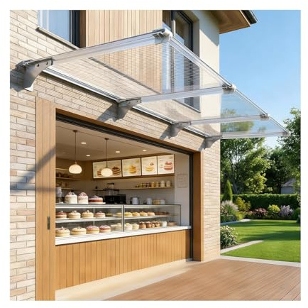 HBOOMOEM Auvent Marquise Aluminium，Marquise de Porte D’EntréE，Résiste efficacement à la Pluie et à la Neige ; Convient aux arrière-Cours, aux toits et aux Jardins.(100 * 120cm/39.4 * 47in)