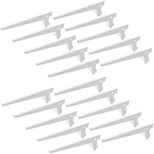 Emuca 7908412 Équerres d'étagère pour rail simple perforation pas 50mm, blanc, 400mm, Set de 20 pièces