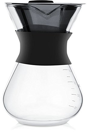 Fdit de goteo de mano, de vidrio con filtro permanente de acero inoxidable, 400 ml con escala