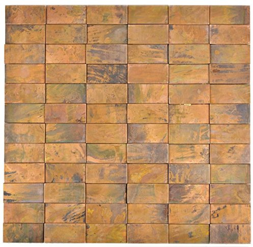 Mosaik Fliese kupfer Stäbchen 3D braun für WAND BAD WC THEKENVERKLEIEIDUNGDUNG, Mattengröße: 280x290 = 0,08 qm, Steingröße: 24x48x6/8 mm - 1 Matte
