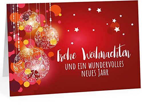 Große XXL Weihnachtskarte DIN A4 mit Umschlag - Frohe Weihnachten grafisch klassisch rot - Übergroße Klappkarte mit nettem Weihnachts Gruß zu Weihnachten