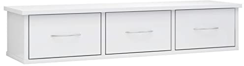 vidaXL Wand Schubladenregal mit 3 Schubladen Wandregal Wandschrank Hängeschrank Wandgarderobe Hängeregal Hochglanz-Weiß 88x26x18,5cm Holzwerkstoff