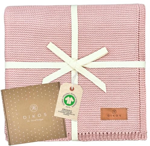 DIKOS® Coperta per neonati, 100% cotone biologico, coperta per neonati, per tutto l'anno, coperta per bambini, idea regalo per la nascita (rosa)