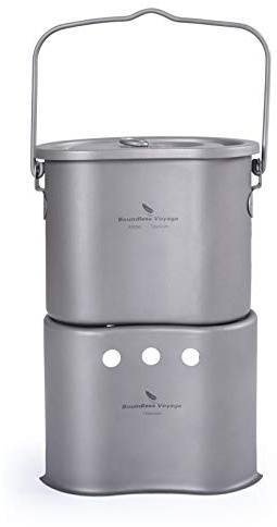 Boundless Voyage Utomhus Titan vikbar ministorlek braskamin med campingkruka 2-i-1 kantinkopp ugn ultralätt matlagningsbrännare Ti1513B