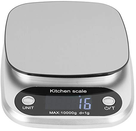 Kuuleyn Balanza Digital, Mini balanza eléctrica portátil de Acero Inoxidable, Accesorio para Hornear de Cocina, Plata, 10 kg/1g