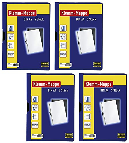 Idena 300572 - Klemmmappe für DIN A4, blau, 5 Stück (4)