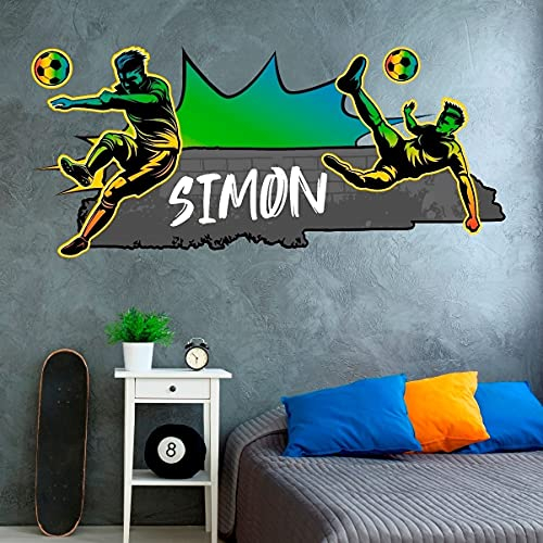 tjapalo®vr44x Cooles Wandtattoo Kinderzimmer junge name Wandtatoo junge Cool Teenager Wandtattoo Fussball name Fußballspieler, Größe: B80xH36cm