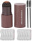 Kit de Tampons à Sourcils, Ensemble de Poudre à Sourcils Imperméable Longue Durée, Kit de Mise en Forme de Tampon à Sourcils Crayon de Sourcils avec 10 Pochoirs à Sourcils(Brun clair)