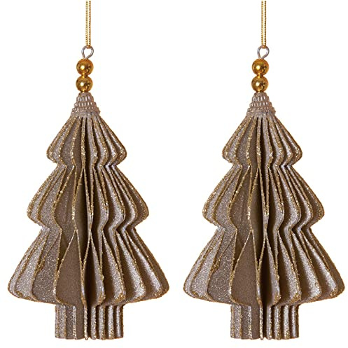 Weihnachtsdeko Baumschmuck -Ornary- 2er-Set Papier 8x15cm grau-Gold